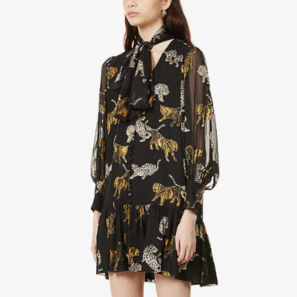 The Kooples Tiger & Leopard Crepe Mini Dress NWT